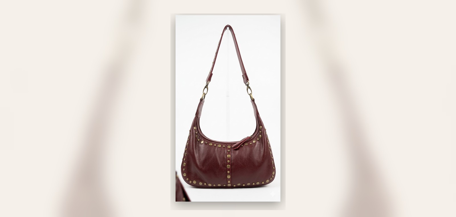 Maroon leather shoulder line