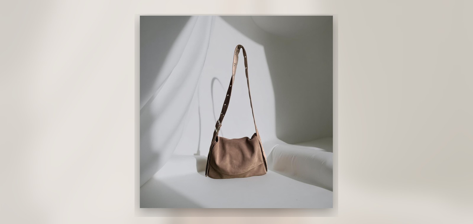 Soft taupe suede crossbody