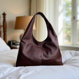Julia Bag in maroon sheep leather by Amanda Leather Fashion