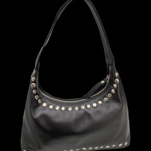 Yana Bag in black genuine sheep leather by Amanda Leather Fashion